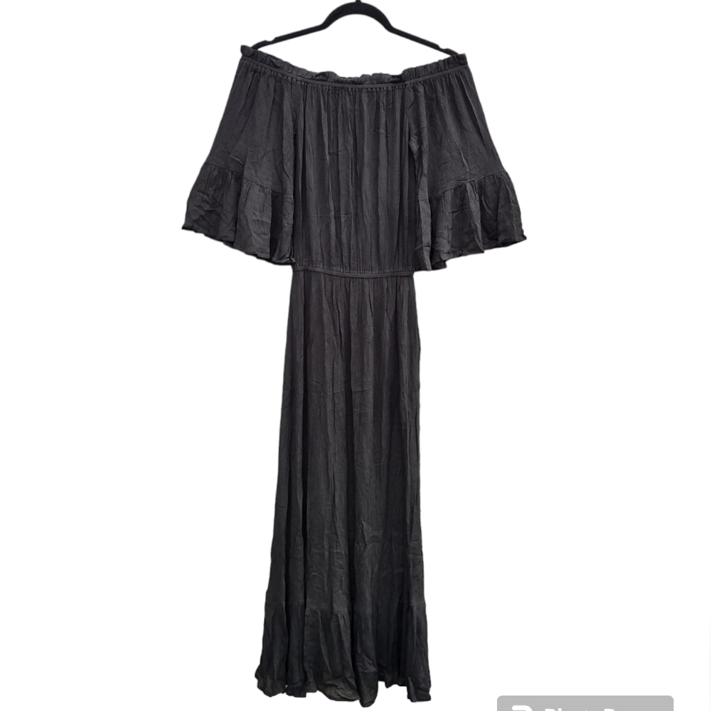 ASOS Off the Shoulder Peasant Maxi Dress Black Size 2